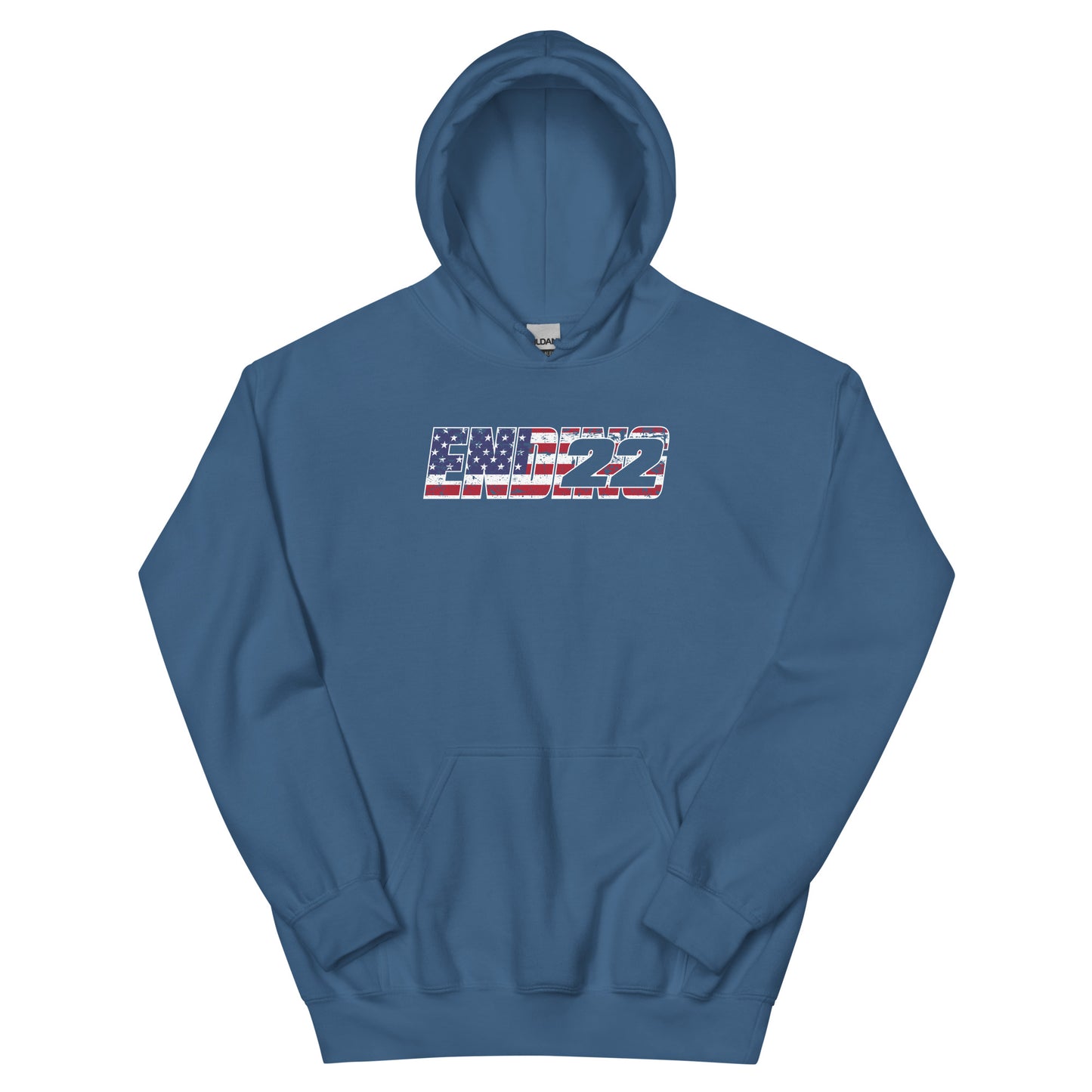 ENDING 22 US Flag Inlay Edition Hoodie Indigo Blue Front
