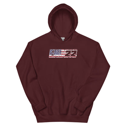 ENDING 22 US Flag Inlay Edition Hoodie Maroon Front