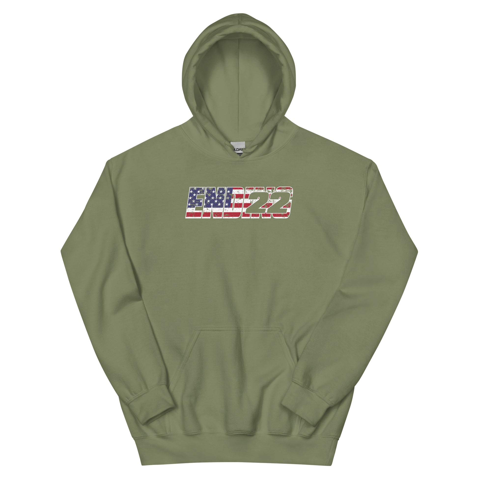 ENDING 22 US Flag Inlay Edition Hoodie Military Green Front
