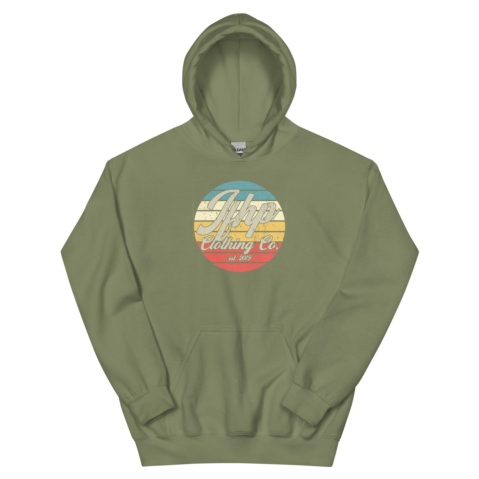 Retro Beach Style Hoodie Military Green Front