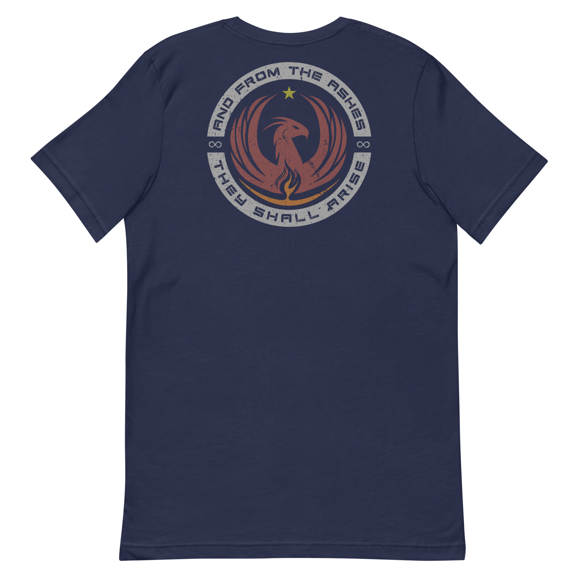 And From The Ashes Navy T-Shirt Back