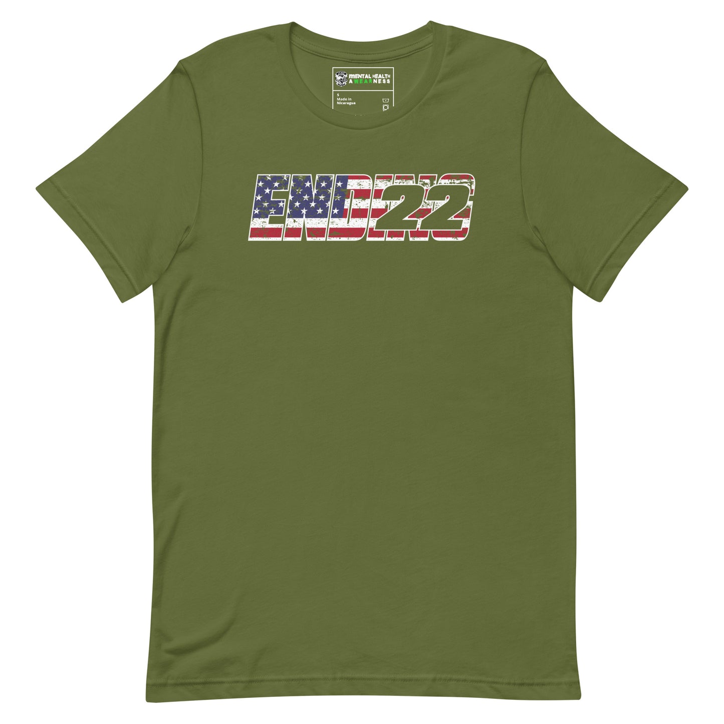 ENDING 22 US Flag Inlay Edition T-Shirt Olive Front