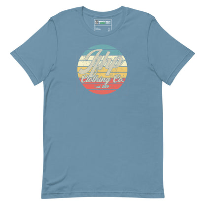 Retro Beach Style T-Shirt Steel Blue Front